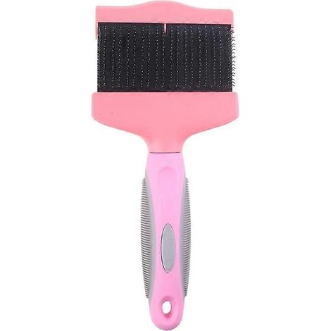 Brosse double face pour animaux de compagnie avec poils en acier inoxydable pour un toilettage efficace et doux. Rose, taille L. (1/4)