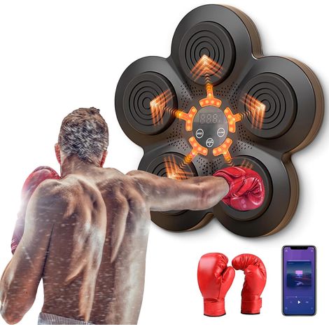 Macchina musicale per boxe domestica, dispositivo elettronico portatile per boxe da parete, migliora la coordinazione occhio-mano e allevia lo stress con sensore Bluetooth