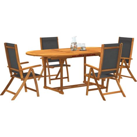 Juego comedor de jardín 5 pzas madera maciza acacia y textileno vidaXL