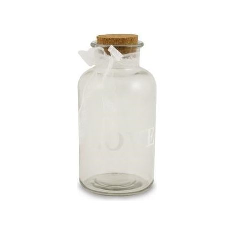 Bottiglietta in vetro Love con fiocco bianco, Ø10H20 cm (kit da 10)
