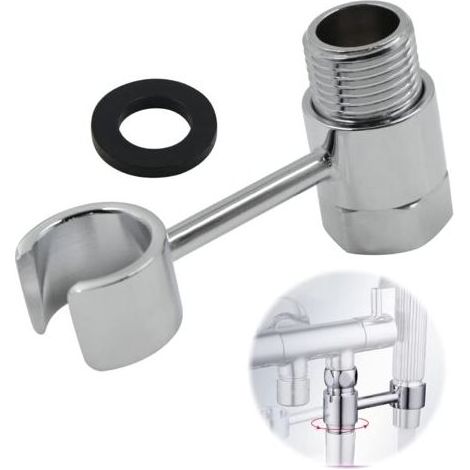 LaBlanc – Duschkopfhalterung – 20-mm-Anschluss, universell verstellbare 360°-Türmutter, Wandmontage für Duschkopf, austauschbare Handbrause, kein Bohren erforderlich, verchromtes Messing (1/5)