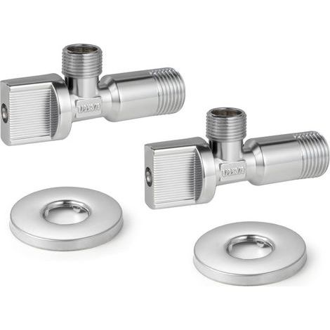 Pièces Vanne d'angle WC Quart de Tour Entrée 1/2" x Sortie 3/8" Chrome (1/5)