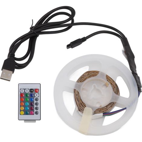 Bande LED RGB, USB 5V, contrôle Bluetooth, télécommande infrarouge 24 touches, 10 m / 32,8 pi, idéale pour les fêtes, les bars et les mariages. (1/5)