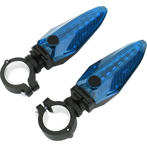 Ein Paar wasserdichte LED-Fahrradlenkergriffe mit Diebstahlsicherung, Hupen und Warnleuchte (Blau) (1/5)