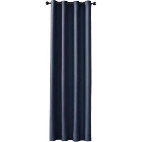 Thermal blackout curtain with sturdy grommets, bedroom decor, 100 x 200 cm, dark blue.