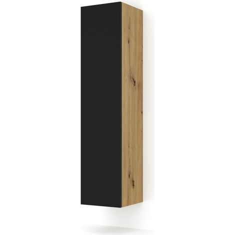 Meuble mural à suspendre de rangement Chêne artisan/Noir mat DUO 35x150x35cm salon de haute qualité