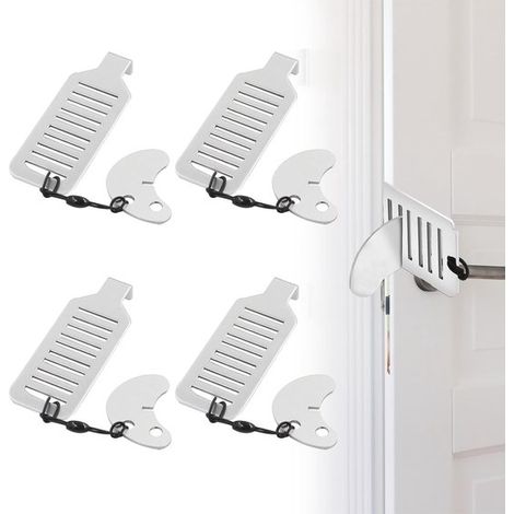Cerradura portátil para puerta, Cerradura portátil para puerta, Antirrobo, Cierre hermético portátil, Fácil de usar, Resistente fiable, 4 piezas (1/5)