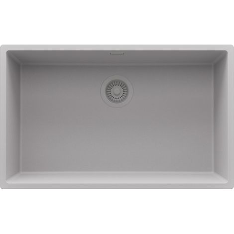 PRIMAGRAN Evier Sous Plan 76x47cm,Evier en Granit 1 bac + Kit de Vidage, Évier au meuble 80cm - London, Gris