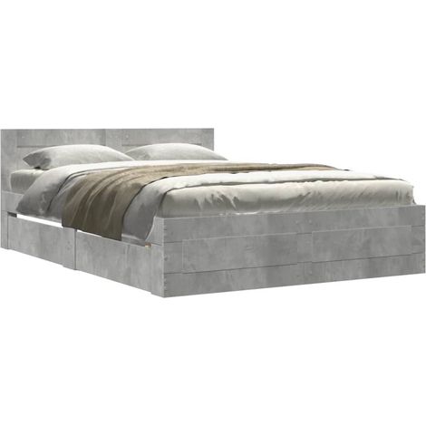 Maison Exclusive - Bettgestell mit Kopfteil Betongrau 120x200 cm