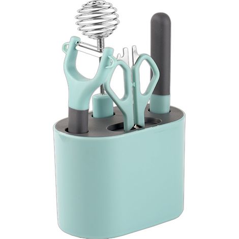 Set d'Ustensiles de Cuisine 5 Pièces - Éplucheur et Outils avec Support de Rangement (1/3)
