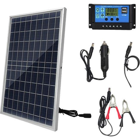 SJLERST Panneau solaire en silicium polycristallin 10 W, module photovoltaïque, alimentation de stockage d'énergie extérieure pour téléphone portable de voiture (1/5)