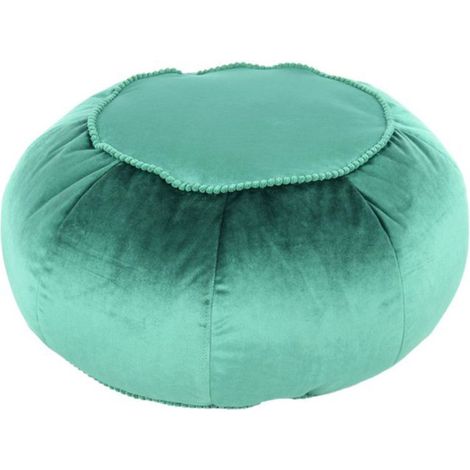 Pouf Rond en Velours "Taj Mahal" 65cm Vert (1/3)