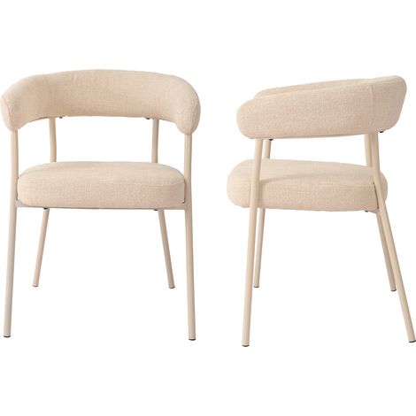 Juego de 2 sillas de comedor Huk textil metal 78x57x56 cm - Beige (1/5)