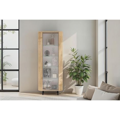 Vitrine MURANO 1 porte vitrée – Finition Chêne naturel (1/3)