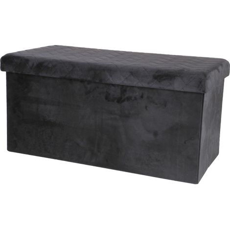Banc de rangement pliable en velours - 76 x 38 x H 38 - Noir - Livraison gratuite