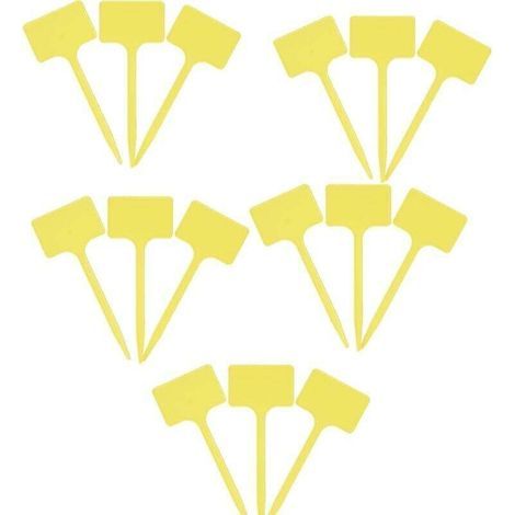 Panneaux de Plantes- Ensemble Pratique de 15 Pièces - Surface d'écriture 55 x 35 mm - Design en T - Matériau Résistant aux Intempéries - Jaune / Panneaux de Plantes / Panneaux d'Herbes (1/4)