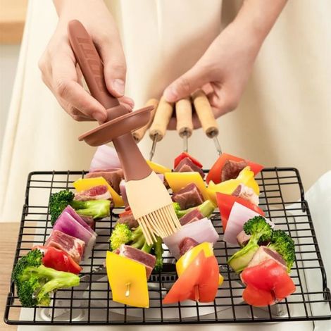 1x Distributeur d'huile,Brosse en silicone,Bouteille en verre,Poignée polypropylène,Résistance 230°C,Cuisine Barbecue (1/4)