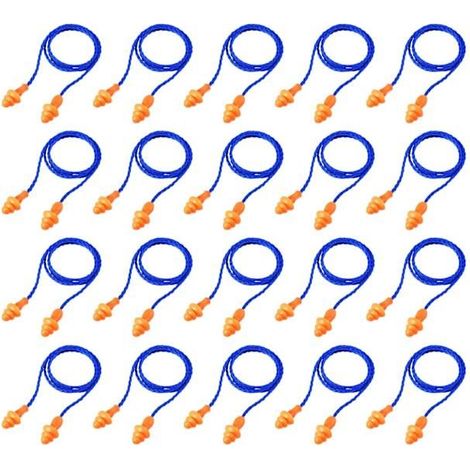 20 paires de bouchons d'oreilles filaires, bouchons d'oreilles filaires en silicone réutilisables (1/5)