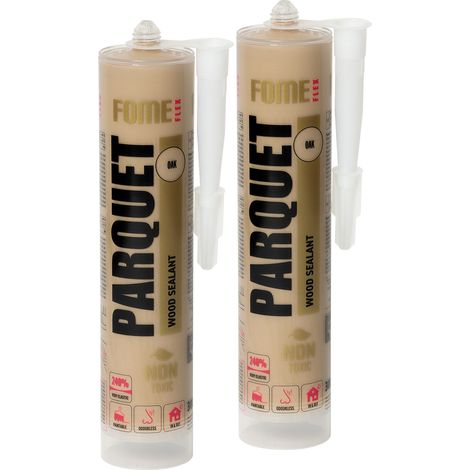 Mastic acrylique bois FOME FLEX Parquet – couleur chêne, élastique et ponçable – jointoiement parquet & plinthes – intérieur – Lot de 2 (1/5)
