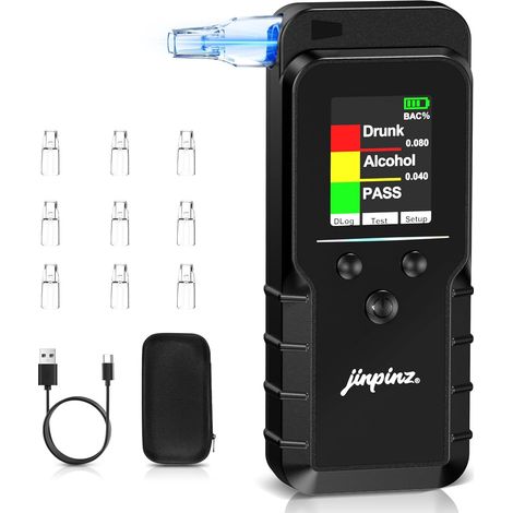 Atemalkoholtester mit elektrochemischem Sensor, wiederaufladbarem Speicher für 20 Ergebnisse, LCD-Anzeige, persönlicher Gebrauch (1/5)