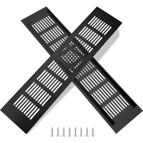 35 x 8 cm Noir 2 Pièces Grille d'aération en Aluminium Grille de Ventilation Rectangulaire avec Vis pour la Ventilation des Placards et des Chambres (1/5)