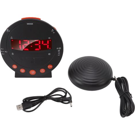 Réveil 113 Décibels Réveil Vibrant Sonique Lumière Clignotante Rouge Super Shaker Réveil Extra Fort pour étudiant Adulte aîné (1/5)