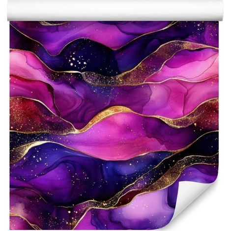 Papel pintado en tonos violeta tinta, morado y ciruela para salón y dormitorio, 50x1000 cm. (1/5)