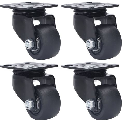 Kit de 4 roulettes pivotantes de 5 cm (2 po) en nylon à double roulement, capacité de 300 kg, pour chariot. (1/5)