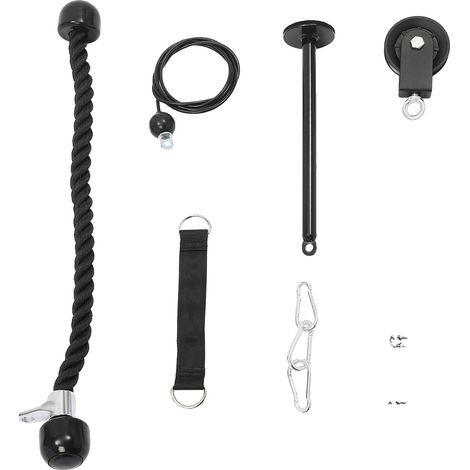 Sistema de poleas con cable, capacidad de carga de 220 lb, longitud ajustable, color negro. (1/2)