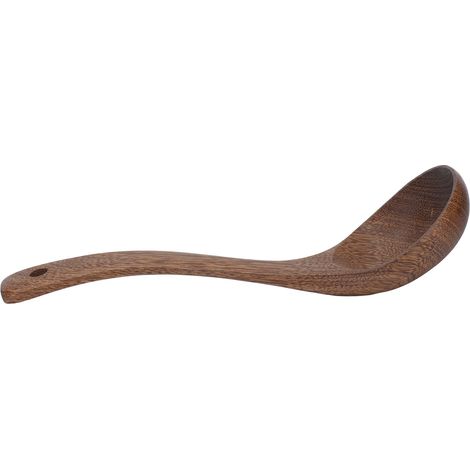 Cuillère à Soupe en Bois Wengé pour Cuisine, Dessert, Café ou Salade - Manche Courbé avec Trou de Suspension (1/5)
