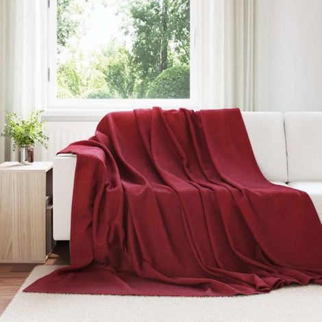 24 pcs Couverture Fleece Rouge Bordeaux, 240 x 220 cm, Plaid Douillet pour Canapé ou Lit, Chaleureux et Décoratif