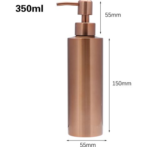 Flacon distributeur de savon liquide Rose Goldr (350 ml) avec pompe, pour lotion, gel hydroalcoolique et shampoing. Flacon en acier inoxydable pour salle de bain. (1/5)