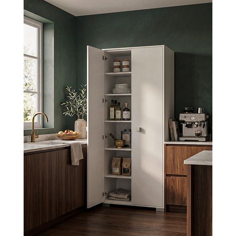 Armadio multiuso Clara 2 ante - Mobile contenitore dispensa salvaspazio - Colore Bianco - 5 ripiani interni - 75x180x35 cm (1/5)