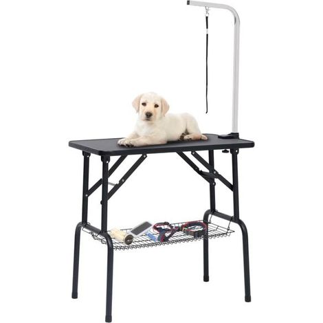 Table de toilettage pour chien réglable avec anneau de suspension et panier
