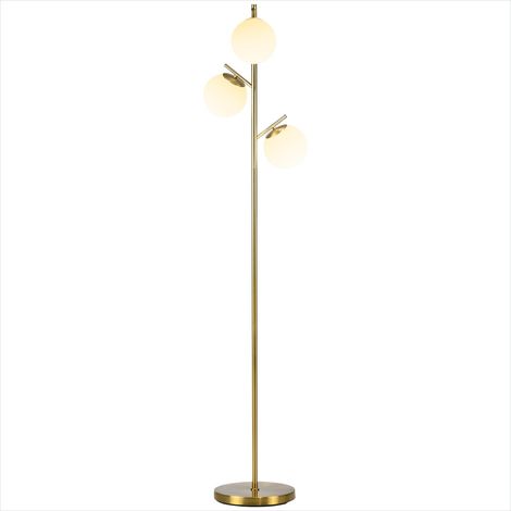 Lampe de table Lampadaire sur pied en métal doré avec 3 globes (1/5)
