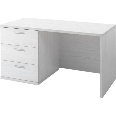 Escritorio robusto para niños con 3 cajones colección OLVENA color blanco efecto madera.