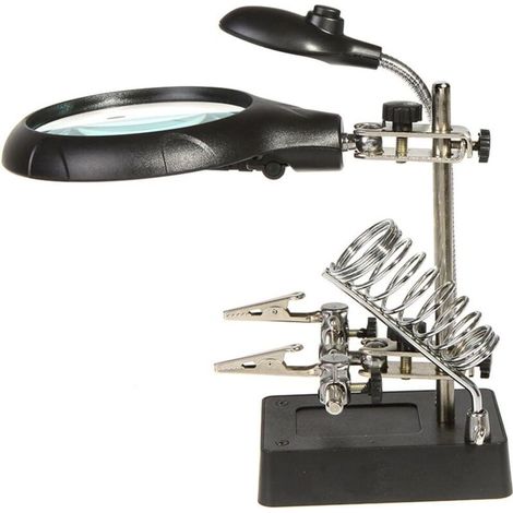 2.5X 7.5X 10X Loupe sur Pied avec LED Lumières, Lampe de Bureau Type, Support Auxiliaire & Clamps de Support & Clips d'Alligator (1/5)