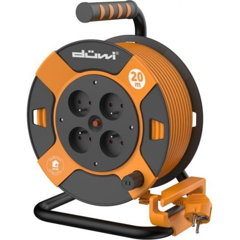 Avvolgicavo a 4 prese H05VV-F 3G1.0 20 m arancione-nero / 24628