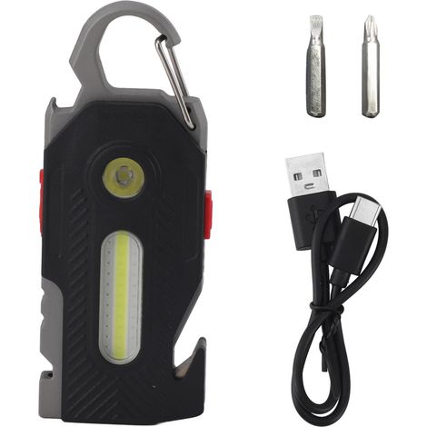 Ortviai Lampe Torche EDC Multifonctionnelle Rechargeable en Aluminium avec Ouvre-bouteilles – 400 lm, 89 g