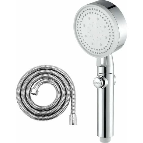 Shower Head - Handheld - 4 Spray Modes - Chrome Finish - ABS Body - Stainless Steel Hose 1.5 M - For Standard Shower Arm - 1 Unit (1/5)