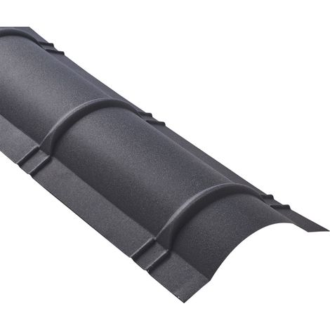 Faîtière demi-cercle pour toiture acier galvanisé laqué mat aspect tuile L 2,1 m - Coloris - Gris anthracite mat, Longueur - 2,1 m