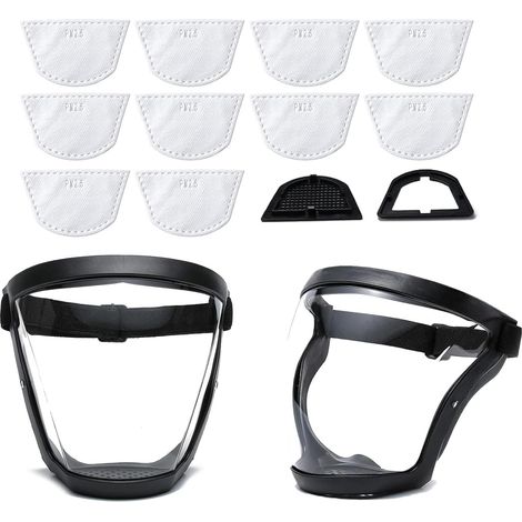 Masque de Protection Complet avec 10 Filtres – Masque Transparent, Réutilisable, Pour Sécurité et Confort au Travail (1/5)