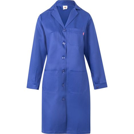 Bata industrial de mujer manga larga y cierre central de botones VELILLA Serie 908 56 Azulina
