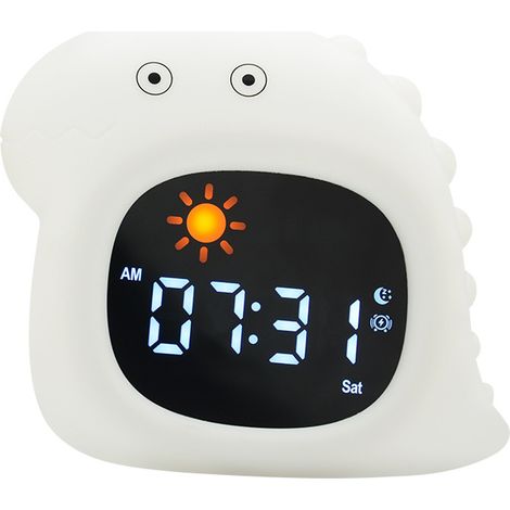 Ein Kinderwecker mit Nachtlicht, Schlummerfunktion, Datumsanzeige und 6 Arten von weißem Rauschen.