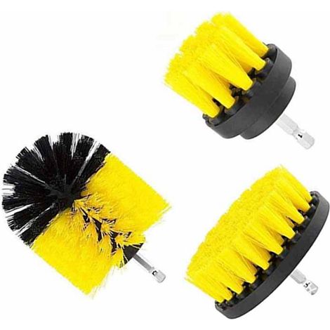 Hochleistungs-Elektrobürsten-Set – Set mit 3 robusten Polypropylenbürsten für Böden, Fliesen, Fenster und Toiletten, gelb (1/5)