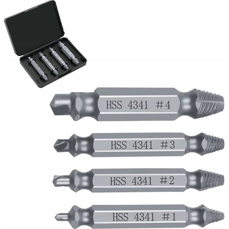 Kit d'extracteurs de vis (4 pièces) – pour vis endommagées  Métal  Diamètres : 2,5 à 6 mm  Compatible avec les tournevis de précision-AquaForge (1/5)