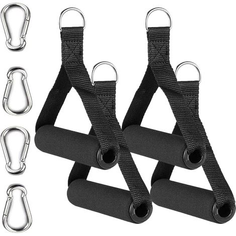 Set di 4 maniglie per allenamento fitness, accessori con cavi resistenti, adatti per macchine da allenamento ad alta intensità per la palestra domestica. (1/5)