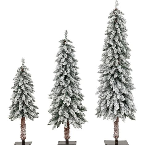 Set di alberi di Natale artificiali con luci e neve, 3 misure