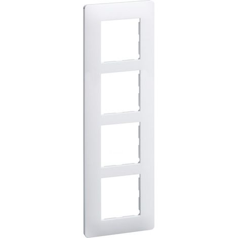 Plaque Hager blanche 4 postes – Pour installation électrique – Compatible avec systèmes modulaires – Norme CE