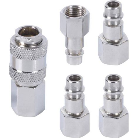 Lot de 5 Raccords Pneumatiques - Laiton - Connexion Fiable et Étanche - Compatibles Air Comprimé - D-Work (1/2)